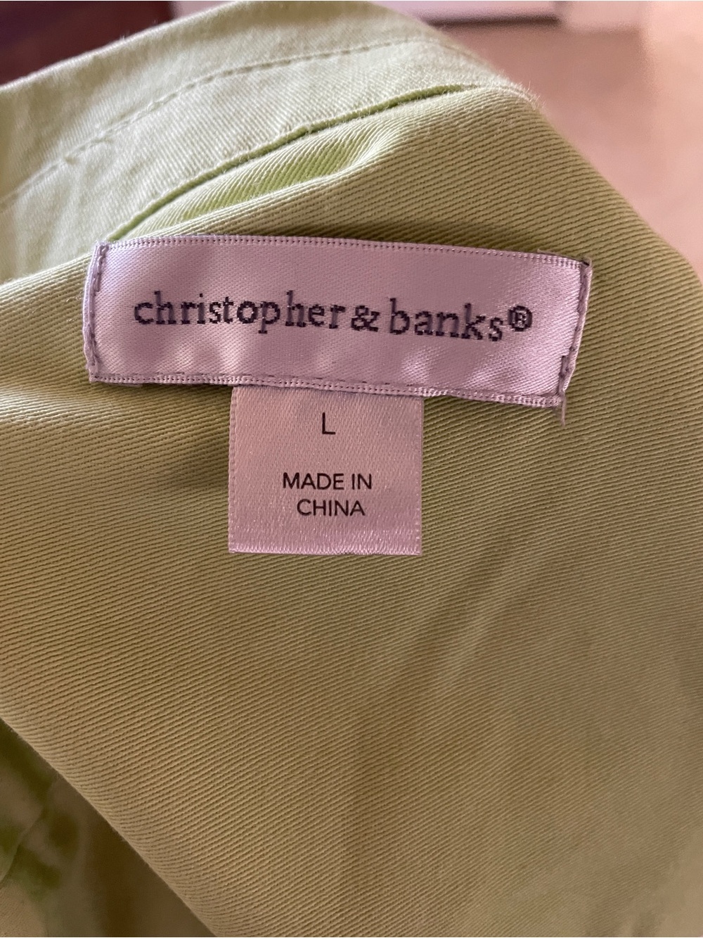 Christopher & Banks Lime Green Denim Jacket L Coastal Chic Spring Layer - Picture 5 of 5